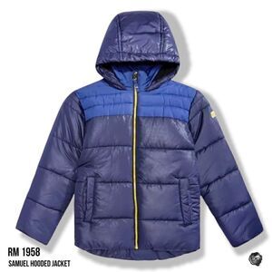 BIG BOY’S SAMUEL HOODED INSULATED PUFFER JACKET NAVY BLUE RM 1958 BY MROSEMONT